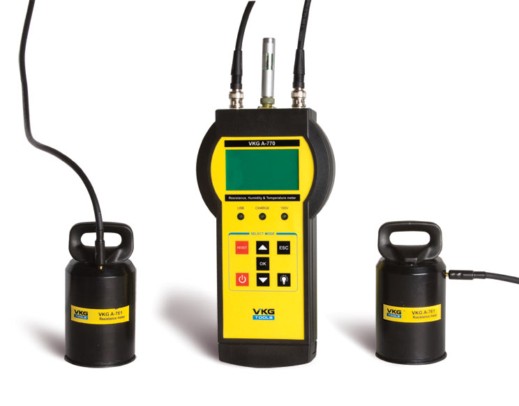 Прибор измерения поверхностного сопротивления покрытий и относительной влажности воздуха VKG A-770